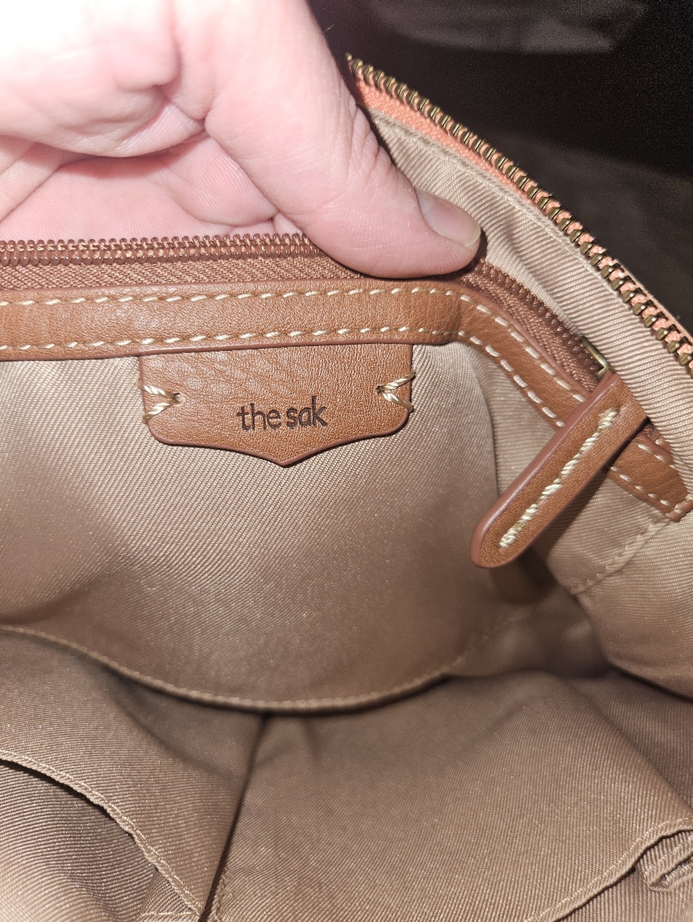 The SakLeather Crossbody Bag in Peach/Tan - Picture 2 of 16